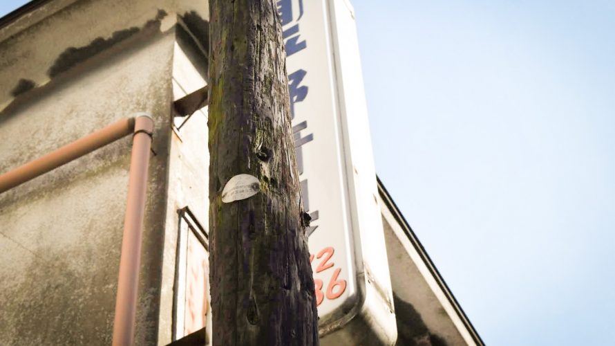 【レトロ電柱・木】ちょっと怪しげな街？千葉栄町の木製電柱
